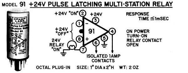 Model 91 +24V Pulse Latching Multi-station Relay