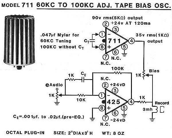 Model 711 60KC to 100KC Adjustable Tape Bias Oscillator